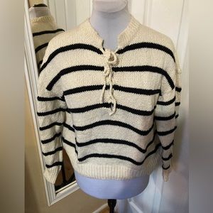 The Great. Striped Organic Cotton Sweater